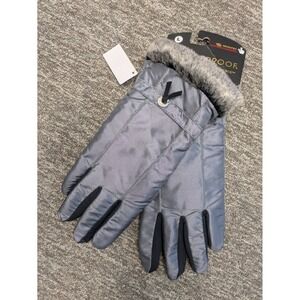 Weatherproof Gray Sensatec Touch Screen Winter Gloves Faux Fur Trim Women Large